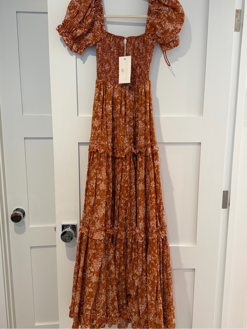 Caroline Constas Rust Floral Maxi Dress